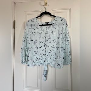 Dynamite Blue Patterned Cropped Blouse